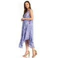 thumbnail image 4 of Sakkas Laeila Tie Dye Washed Long Sleeveless Tank Top Caftan Dress / Cover Up - Dusty Blue - One Size Regular, 4 of 5