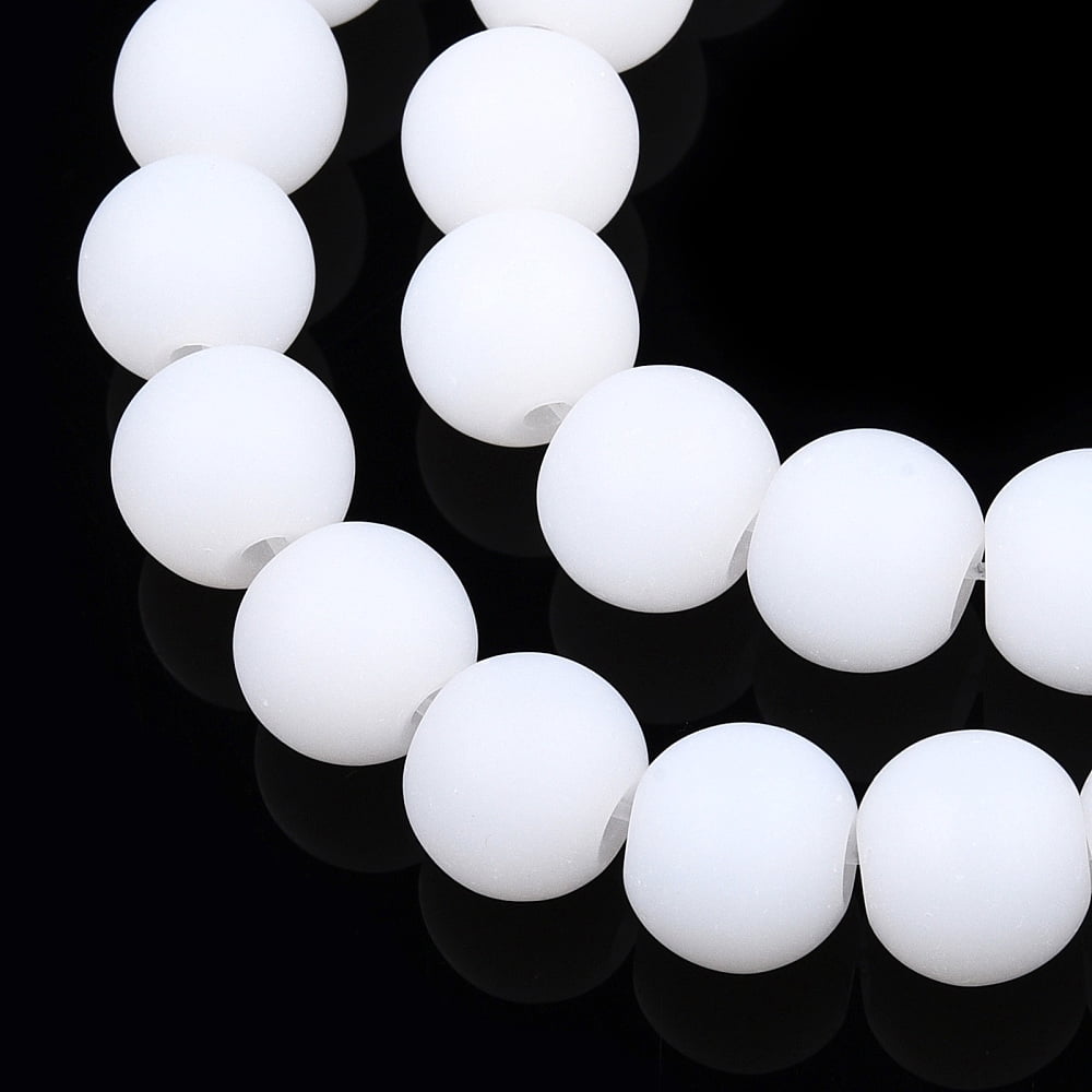 20strands Imitation Glass Beads Strands Frosted Round Creamy White 8~8.5mm Hole: 1.5mm about 51~53pcs/strand 14.96 inch~15.55 inch(38~39.7cm)