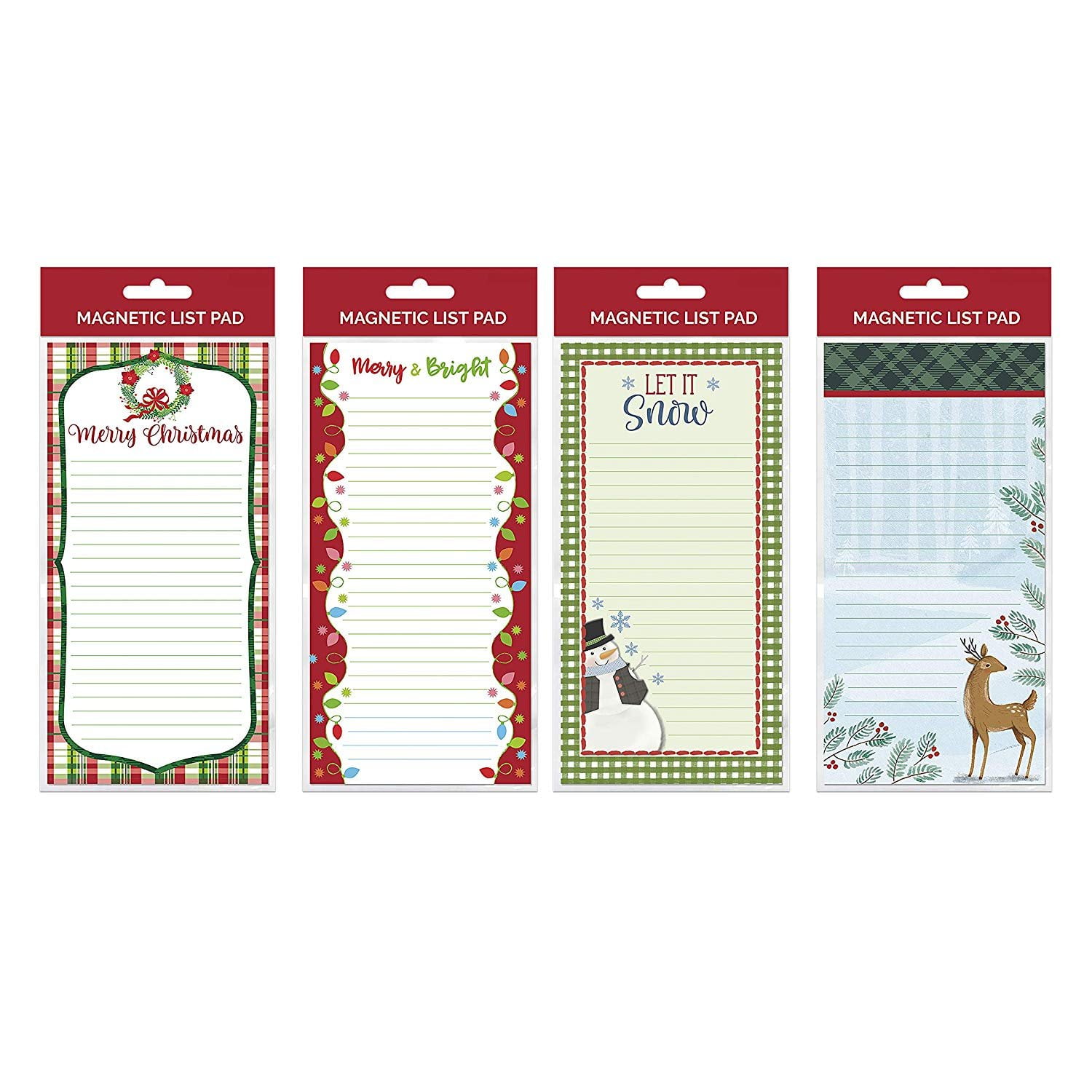 BTHERE Bundle of 4 Holiday List Pads, Christmas Grocery