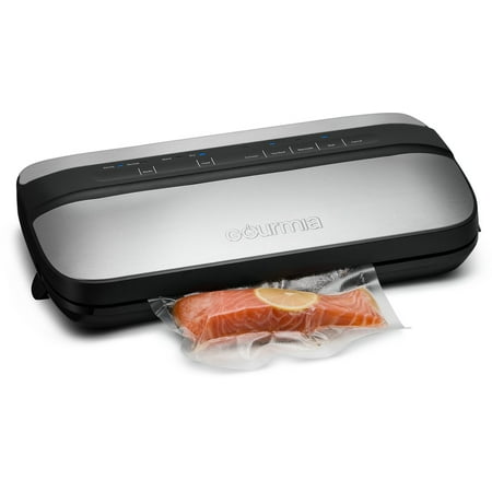 Gourmia GVS455 Stainless Steel Vacuum Sealer - Preserve & Store Food or Vacuum for Sous Vide, 8 Versatile Function - Canister Compatible, Includes Built In Bag Holder & Cutter- Bags Included