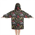 thumbnail image 2 of Red Mushroom Fern Black Pattern Blanket Hoodies for Kids 6-13YR Oversize Wearable Blanket Hoodies for Boys Girls Teens, 2 of 7