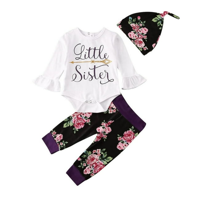 Matching Clothes Big Sister T-shirt Little Sister Romper+Long Pants Outfits