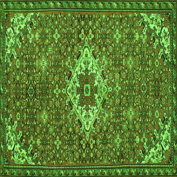 Ahgly Company Indoor Square Persian Green Traditional Area Rugs, 4' Square