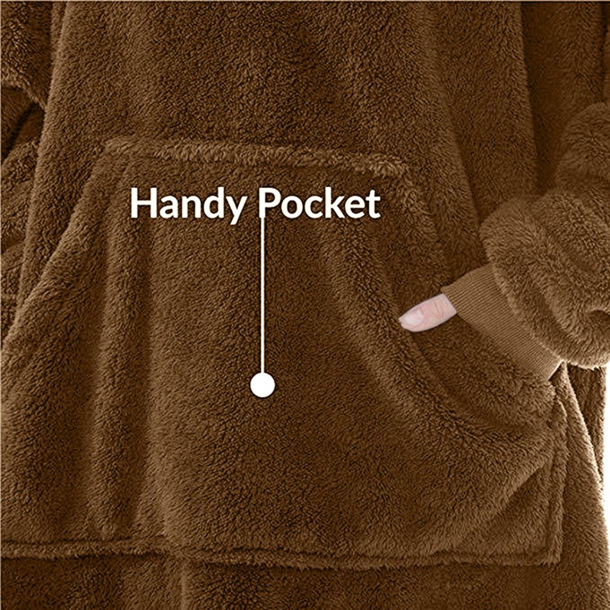 Oversized Blanket Hoodie Sweatshirt, Wearable Lounging Pullover for Adults Women Men Dark Brown One size