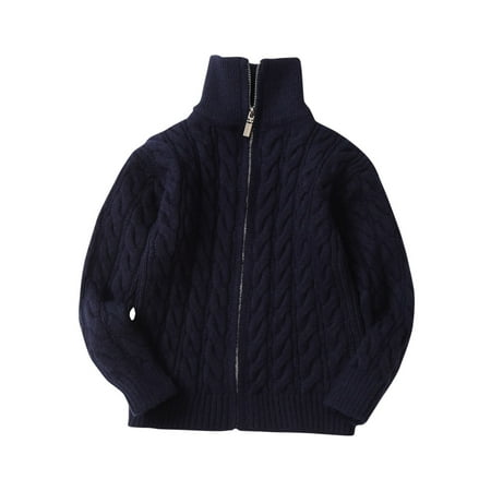 

Kdnteot Girls Sweater Long Sleeve Zipper Knit Jackets Stand Collar Solid Color Knitwear Fall Winter Warm Sweaters