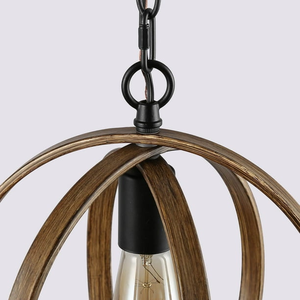 LNC Luminaire suspendu aux tons de bois vieilli style ferme 11