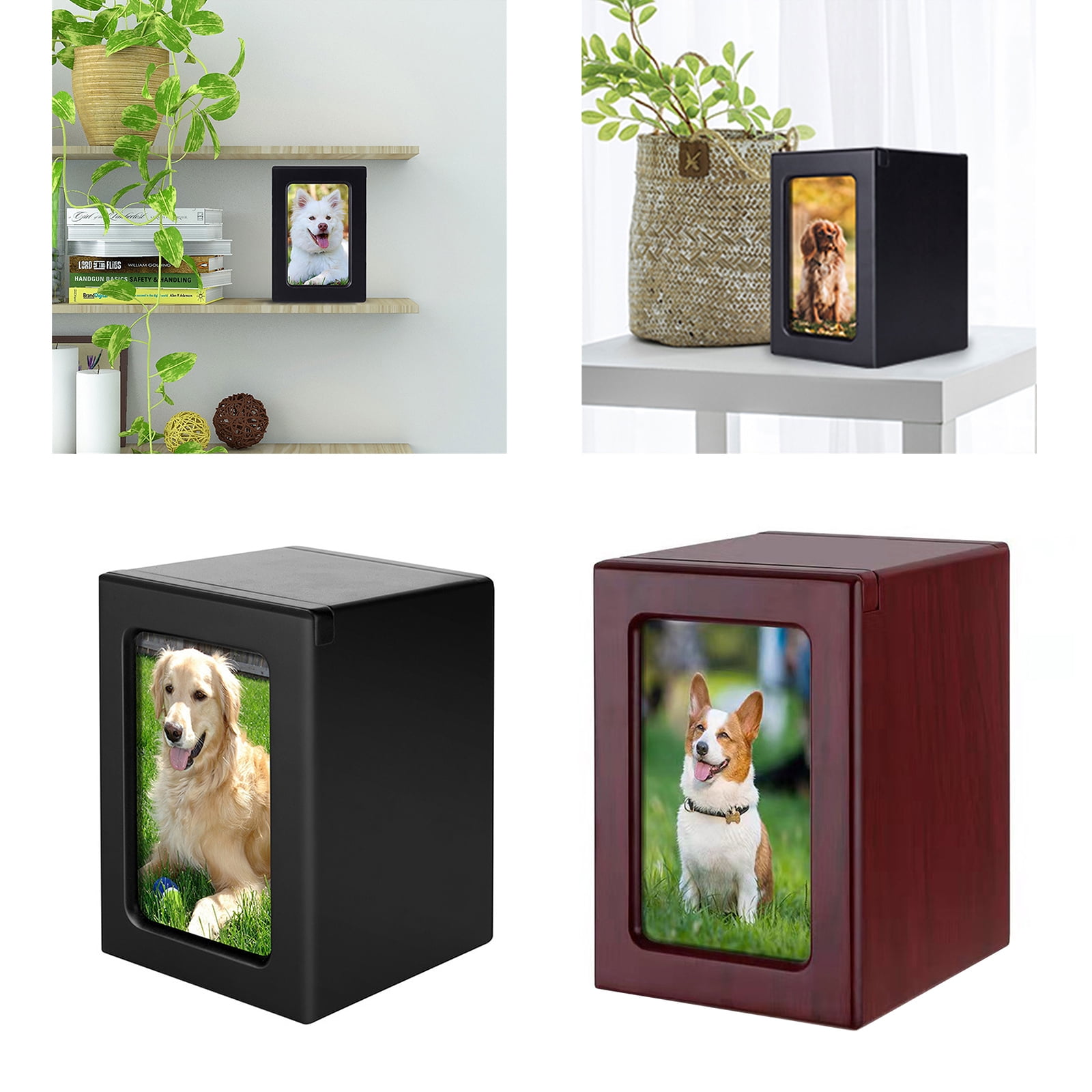 COOLHOOD Cremation Urn Pet Cinerary Casket Wood Memorial Box Ashes Funerary Animals Pet Cats Dogs Funeral Supply Can Place Photo