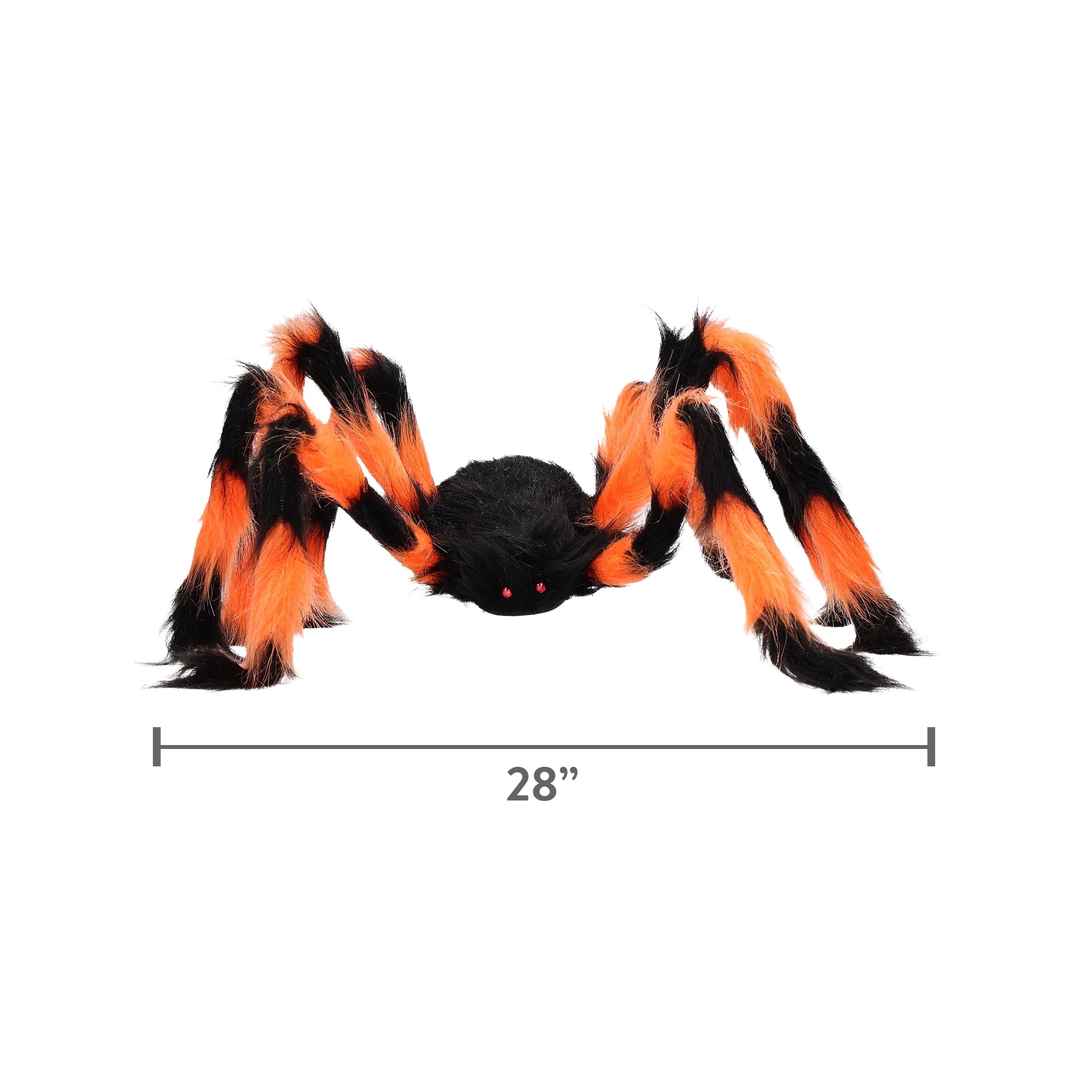 Furry Spider Decoration, Orange and Black, 28", Halloween by Way To Celebrate