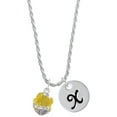 thumbnail image 1 of Delight Jewelry Hot Yellow Hibiscus Flowers Spinner Silvertone Script Initial Disc - X - Charm Necklace, 20"+3", 1 of 1