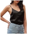 thumbnail image 2 of HUANBAI Top À Bretelles En Satin Pour Femme Élégant Haut À Bretelles Avec Décolleté En V Bretelles Réglables Top À Fines Bretelles Pour Femmes Slim Fitted Camisole, 2 of 5