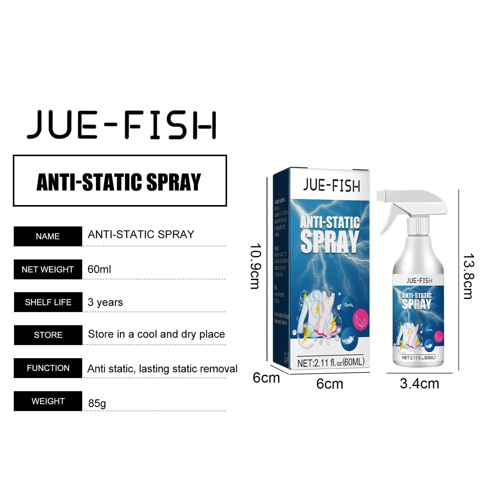 Walmart Anti-Static Spray - Eliminate Static Cling & Control Pet Hair on Clothes, Furniture & Cars, 100ML