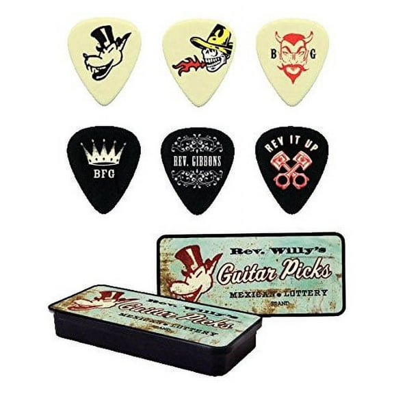 Dunlop RWT02M Rev Willy Pick Tin, Assorted, Medium, 6 Picks/Tin