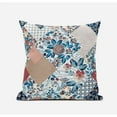 thumbnail image 2 of Arizona Floral Patches Suede Zippered Pillow W Insert in Cream Red Blue 18 x 18, 2 of 6