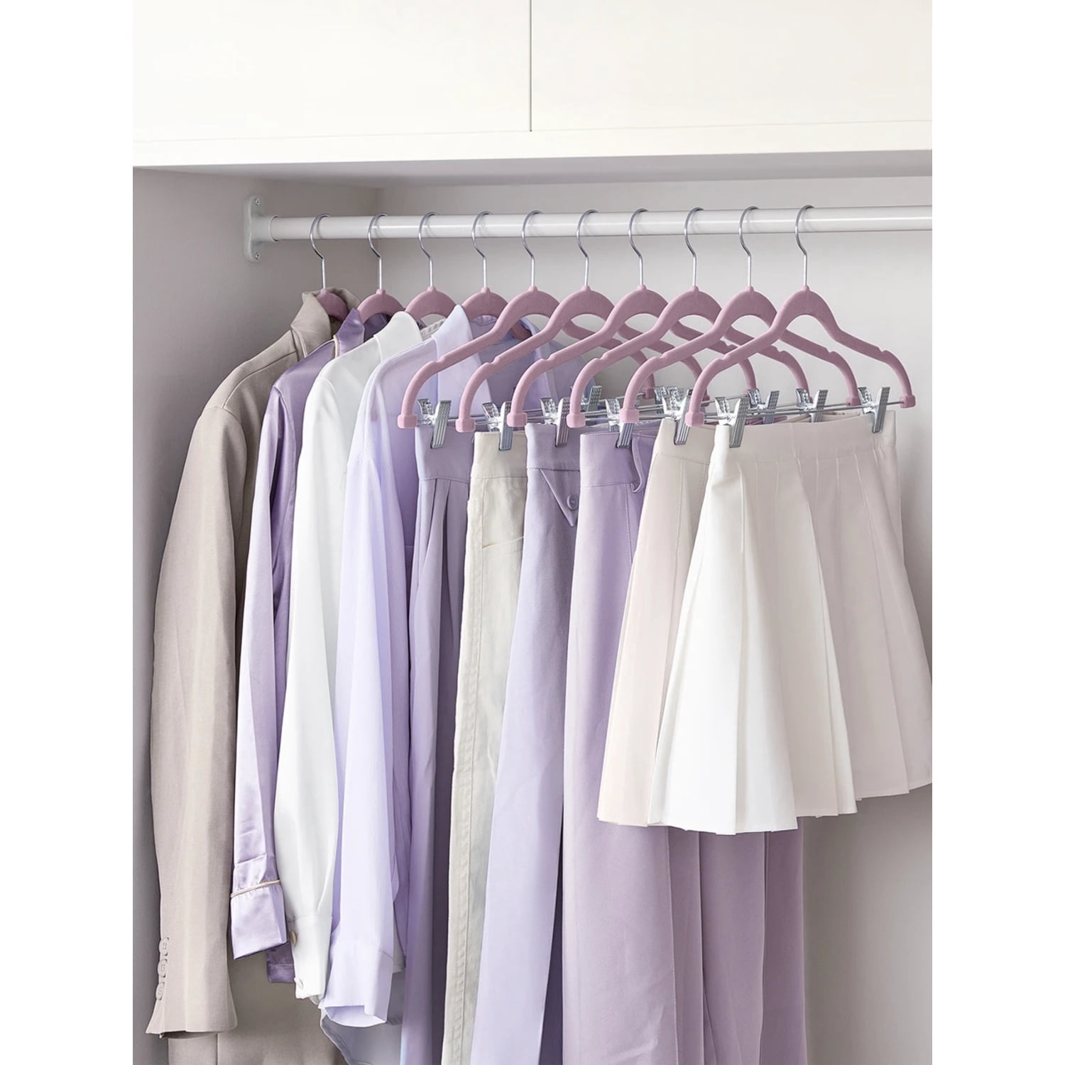 30-Pack Pants Hangers, 16.7-Inch Long Velvet Trousers Hangers With Adjustable Clips, Heavy-Duty, Non-Slip, Space-Saving For Pants, Coats, Dresses, Tank Tops,Spring,Minimalist,Summer Tops
