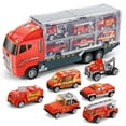 thumbnail image 5 of Godderr Toddler Fire Truck Toys for Kids,Baby Mini Alloy Fire Truck Simulation Container Truck Toys with Sound and Light Story Early Learning Toys, 5 of 6
