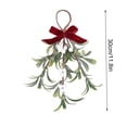thumbnail image 3 of JJV Mistletoe Christmas Decor, Artificial Mistletoe Hanging Ornament with Velvet Bow and White Berries for Doorway, Glitter Leaf Hanging Holiday Decoration, 3 of 7