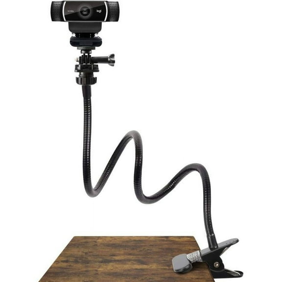 25 Inch Webcam Stand - Flexible Desk Mount Clamp Gooseneck Stand for Webcam and Other Devices with 1/4" Thread