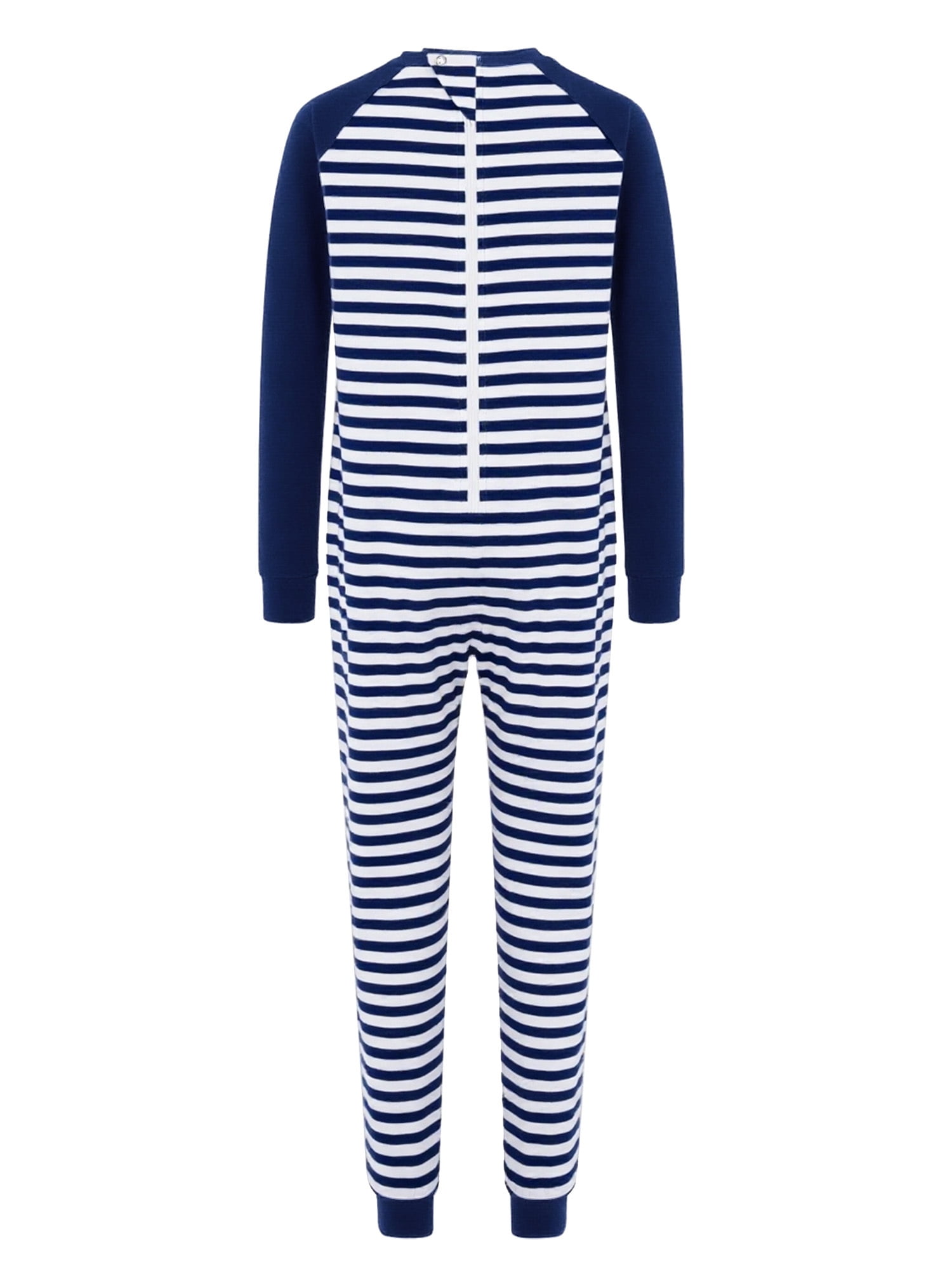 vastwit Adaptive Jumpsuit for Kids Autism Sensory Special Needs Anti-Strip Romper Striped One Piece Pajamas Navy Blue 16