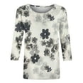 thumbnail image 4 of DPTALR T-shirt Imprimé à Manches 3/4 pour Femmes Haut Décontracté Col Rond, 4 of 5