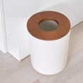 thumbnail image 6 of iDesign Bathroom Vanity Trash Can, 2.2 Gallon Round Steel and Wood Lid Garbage Bin, Coconut White, 6 of 8