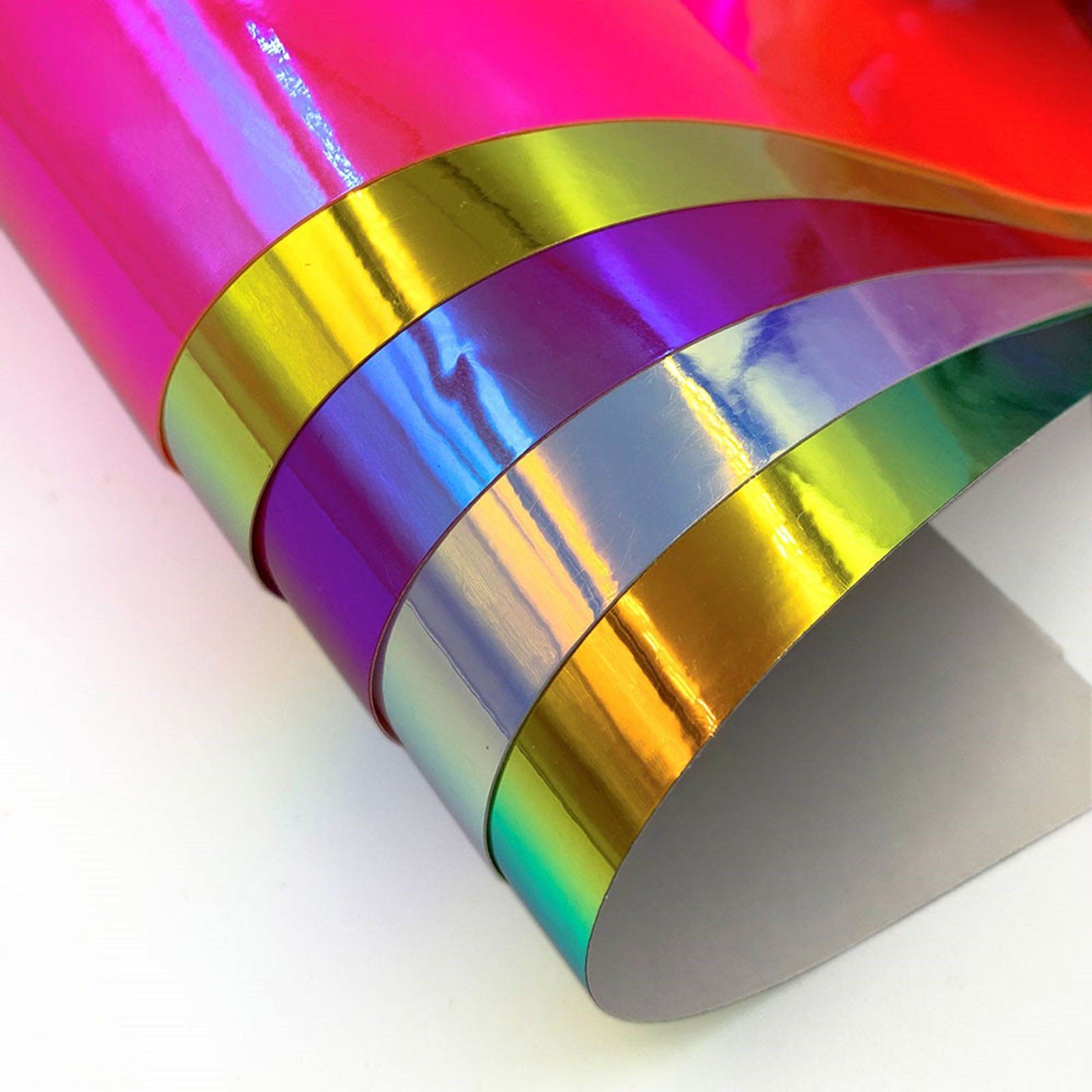 MORESEC 4Pcs Holographic Color Changing Heat Transfer Vinyl Roll 30x100cm, Iridescent Iron On Film for T Shirt Fabric, DIY Self Adhesive Vinyl for Clothing Decoration
