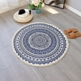 thumbnail image 4 of Rug Bedroom Rug Bohemian Mandala Circle Area Rug Cotton Hand Woven Table Rug with Tassels Nursery Kids Room for Home Living Room Coffee Circular Rugs, 4 of 10