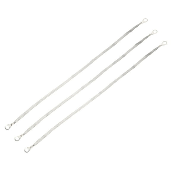 Uxcell 3Pcs Braided Ground Strap 20" x 0.28" Tinned Copper Universal Automotive Flat Ground Strap Connectors