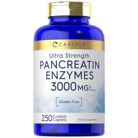 Pancreatin Digestive Enzymes | 3000mg | 250 Caplets | by Carlyle