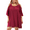 3703CC-Kimono Dress Wine Red, variant on CASSIE LIZ Plus Size Dress For Women Black Round Neck Flutter Sleeves Dress Button Detail Flutter Trim Hem Patchwork Dress Short Sleeves Dress Casual Loose Fits Dress For Summer XL 14W 16W