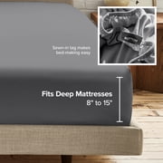 Bare Home 2-Pack Fitted Sheets - Premium 1800 Collection - Ultra-soft - Deep Pocket - Twin XL, Gray