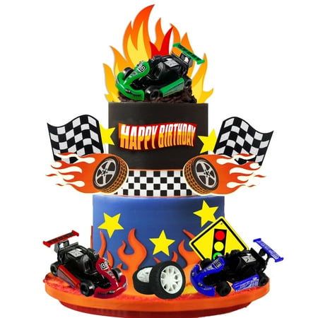 Racing Car Cake PresNok Toppers Car Truck Cake Decorations Racing Toys for Man Boy Kid Birthday Party Racing Theme Party Race Car Party Favor Supplies (Style 1)