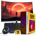 thumbnail image 1 of Restored HP Gaming PC Desktop Computer 5911 AMD A10-9700, RX 550, 16GB RAM, 512GB SSD, 24 Inch Curved Monitor, RGB KBM with AI Copilot, WiFi, RGB Headphone, Webcam, Windows 11, 1 of 9