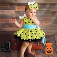thumbnail image 2 of Pandaie Toddler Girl Cavegirl Outfits Girls Costume Halloween Black Tulle Corset Waist Dress Bone Bow Headband and Bags Yellow,9-18Months, 2 of 4