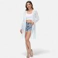thumbnail image 2 of Women's Long Sequin Cardigan Open Front Sheer Duster Jacket- X Large, White, 2 of 7