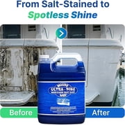 Woody Wax Ultra Pine Boat Soap, Concentrated Gel Formula, Wash ‘n’ Wax Saltwater Remover & Marine Cleaner, Safe for Waxed Non-Skid Decks, Fiberglass & Metal; Removes Fish Blood & Buildup, 128 Oz.