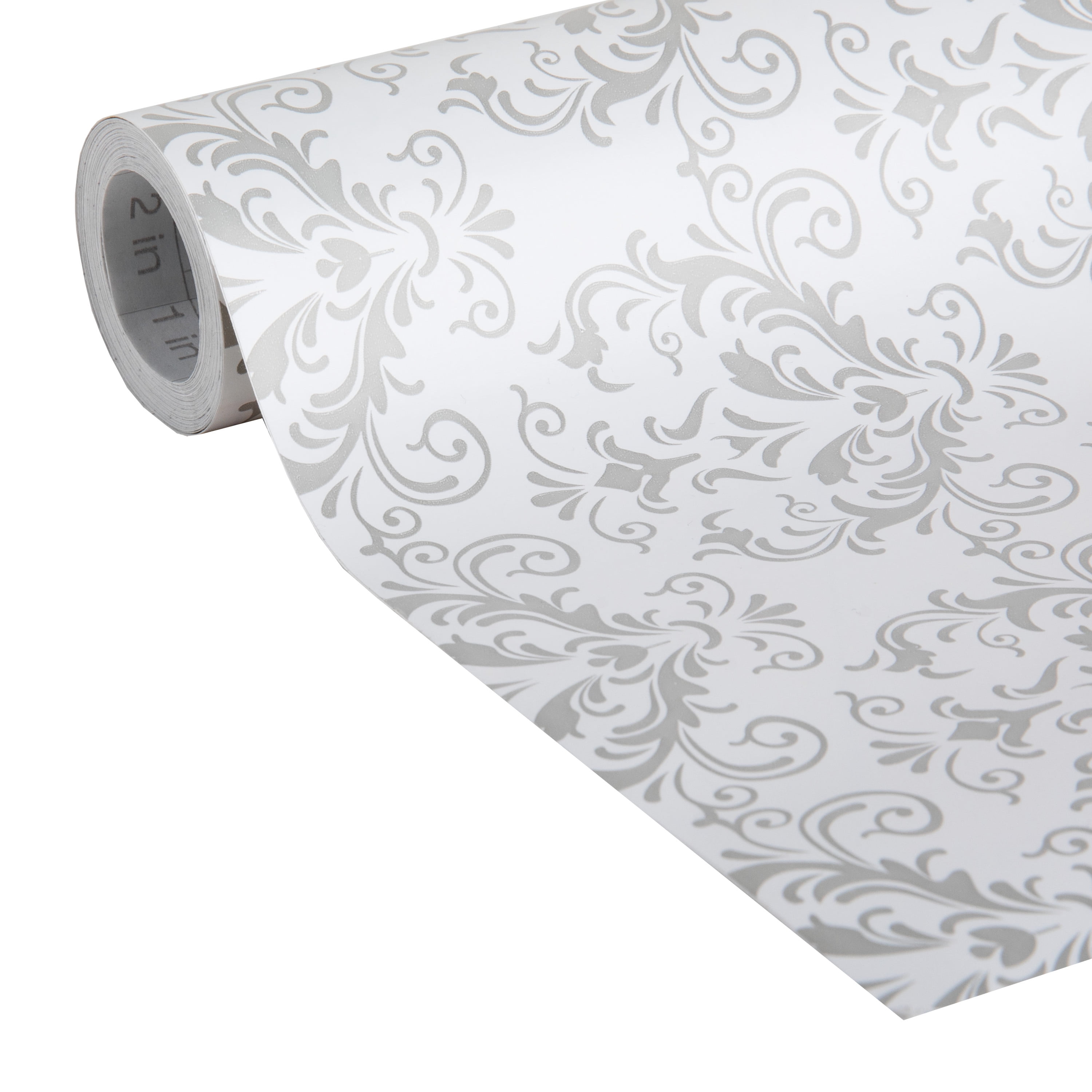 EasyLiner Brand Contact Paper Adhesive Shelf Liner 20 in. x 15 ft., Gray Damask