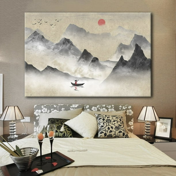 wall26 Canvas Wall Art Chinese Ink Painting Style Landscape with