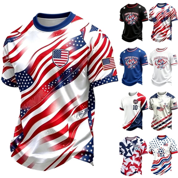Zimjoy 2026 USA Soccer Jersey Shirts for Men Crewneck Short Sleeve Country Team Fan International Soccer T Shirts Retro Streetwear Top Wine S