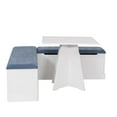 thumbnail image 3 of Linon Cleo 3 Pce Blue Upholstered Storage Nook Set & Square Table in White Wood, 3 of 17