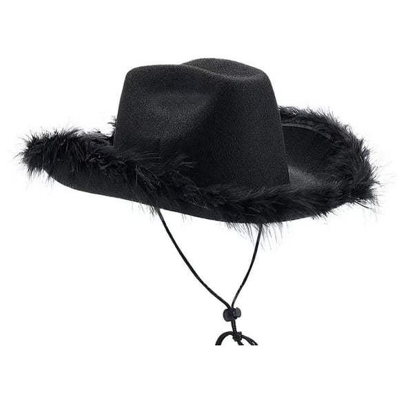Fimkaul Womens Cowboy Hat With Feather Feather Brim Adult Size With Feathers For Party Play Dress Up Outfits For Sun Hats Summer Caps