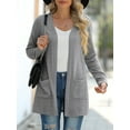 thumbnail image 5 of JWD Women's Cardigan Slim Fit Ribbed Cardigan Knitted Sweater with Pockets Dark grey L, 5 of 9