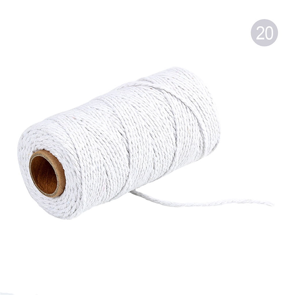 Cotton Cord Rope Crafts Macrame Artisan String Solid Color Cotton Yarn Rope Home Textiles 91.5m, White