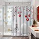 thumbnail image 5 of Cortina de ducha navideña con ganchos, bola navideña y estrella, poliéster impermeable, decoración navideña para baño, poliéster, 5 of 5