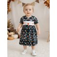 thumbnail image 5 of Toddler Baby Girl Halloween Outfit Pumpkin Embroidery Short Sleeve Doll Collar Floral Princess Dress 2 3 4 5 Years Kids A-Line Dresses, 5 of 10