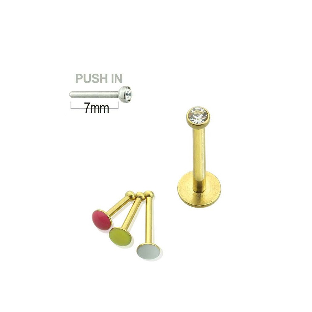 Luxe Modz Threadless Push-In Labret 16G Surgical Steel with Press Fit CZ Gem Piercings Jewelry for Women Men Sold Each