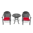 thumbnail image 2 of JERFIT 3-Piece Cast Aluminum Patio Bistro Set with Table and 2 Stackable Chairs, Black Frame & All-Weather Cushions, 2 of 10