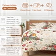 thumbnail image 6 of Christmas Bird Bedding Duvet Cover Set Twin Size 4 Pieces Poinsettia Floral Holly Fruit Xmas Ball Retro Bedding Set with Zipper Closure, 1 Comforter Cover 68x86 Inches 1 Flat Sheet & 2 Pillow Cases, 6 of 7