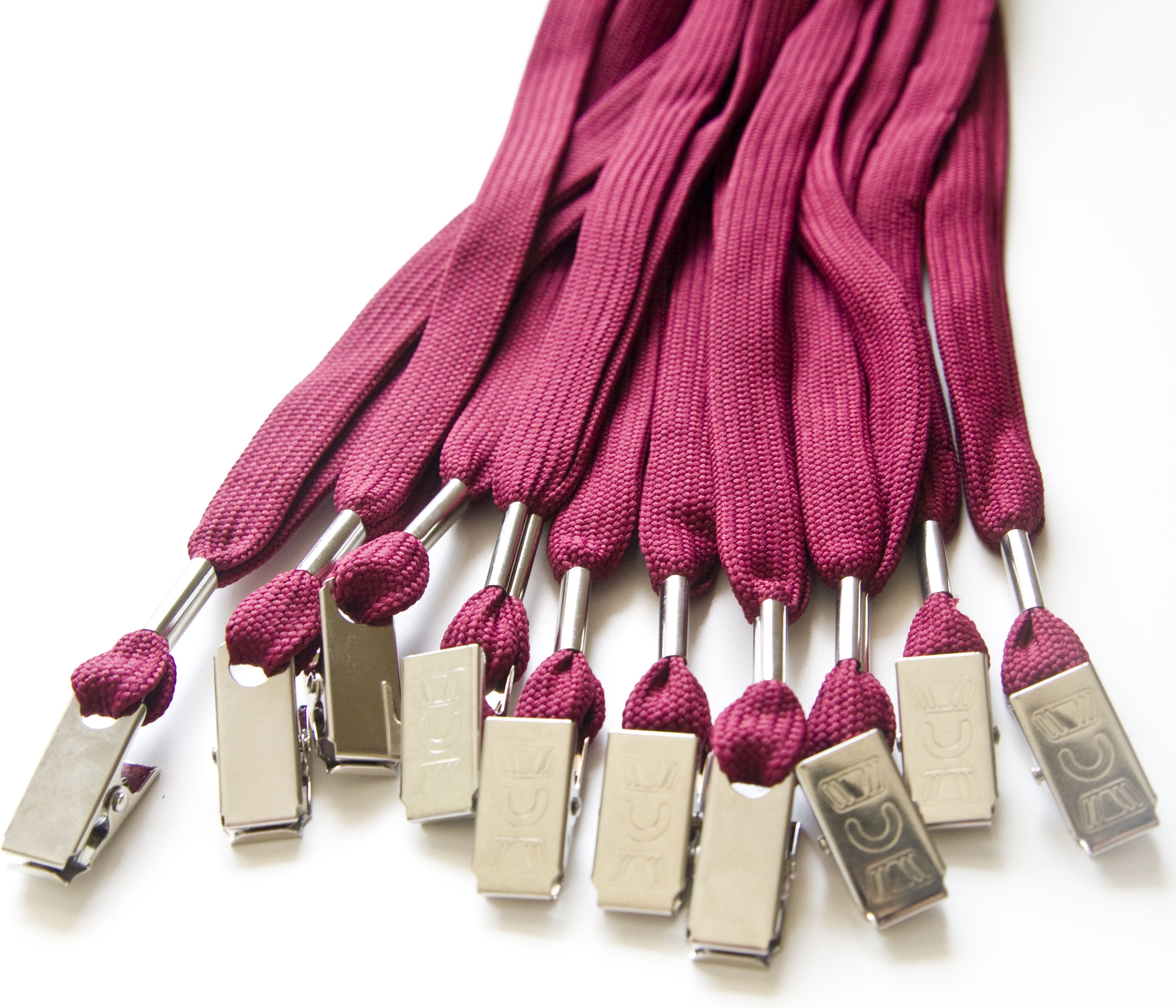 OnDepot Flat ID Neck Lanyards for Badges with Bulldog Clip, Maroon, 100 Pack