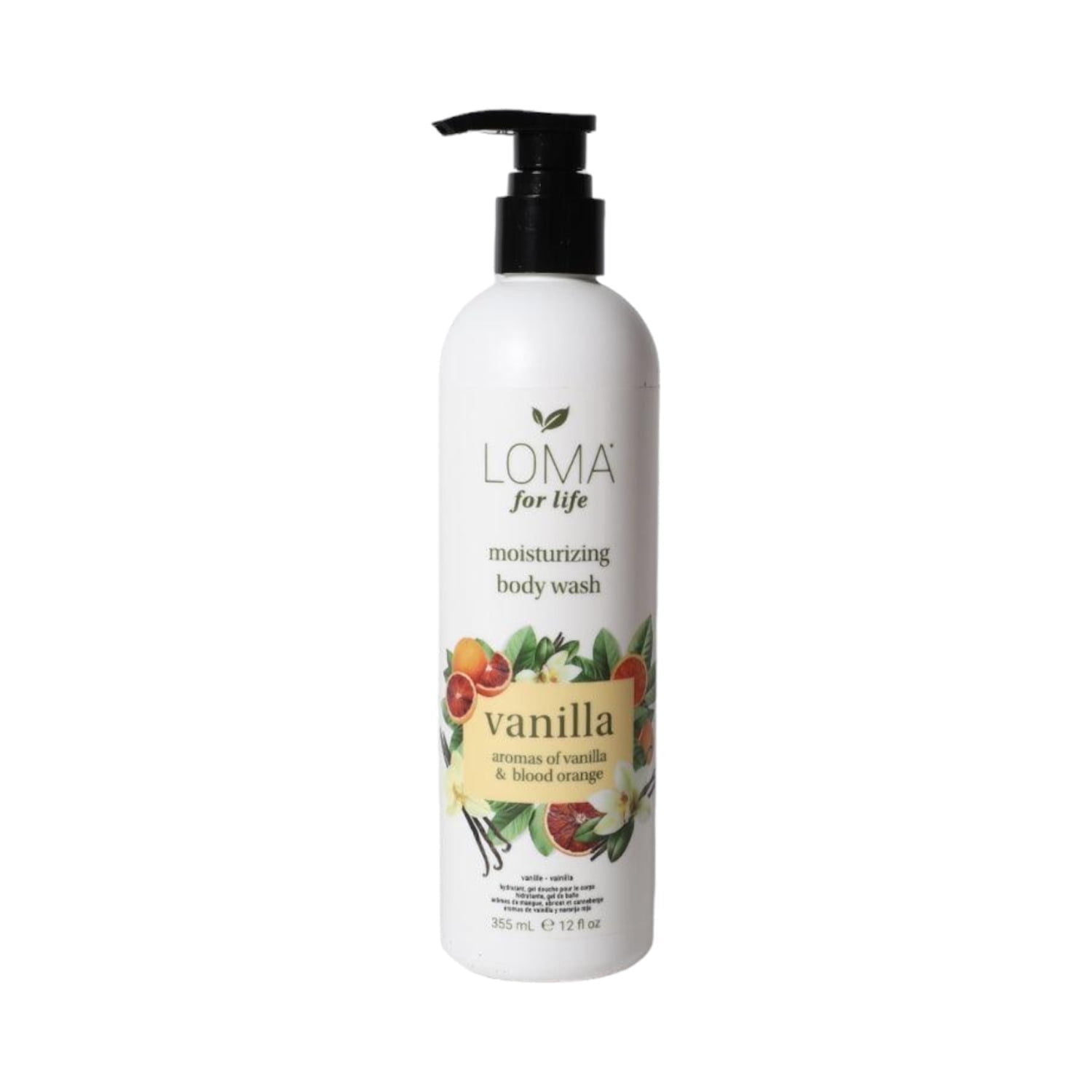 LOMA Vanilla Moisturizing Body Wash with Aloe Vera, Gentle Liquid Body Soap, 12 fl oz