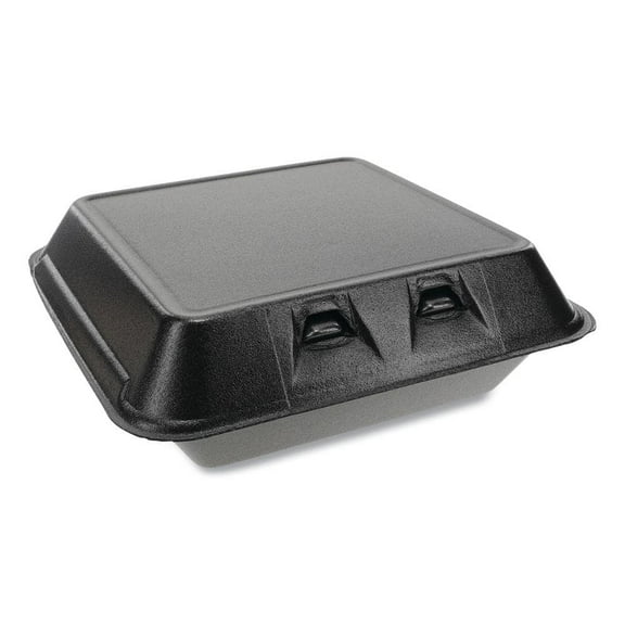 9 in. x 9.13 in. x 3.25 in. Large Black Smart Lock Foam Hinged Containers (150-Carton)